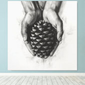 Toile Sketched Hands with Pinecone (Insitu (Plancher de Bois))