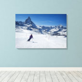 Toile Ski avec Mont Matterhorn à Zermatt, Suisse (Insitu (Plancher de Bois))