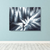 Toile Ski de descente au clair de lune (Insitu (Plancher de Bois))