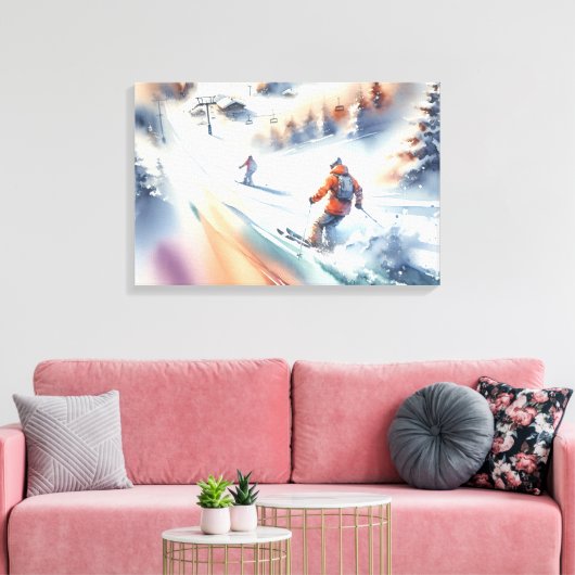 Toile Ski De Neige En Aquarelle (Insitu(Salon))