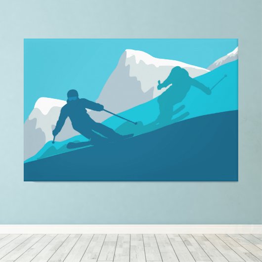 Toile Ski En Montagne - Skieurs (Insitu (Plancher de Bois))