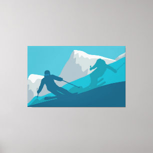 Toile Ski En Montagne - Skieurs Illustration Abstraite