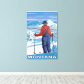 Toile Skier AdmiringMontanaVintage Affiche de voyage (Insitu (Plancher de Bois))