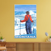 Toile Skier AdmiringMontanaVintage Affiche de voyage (Insitu(Salon))
