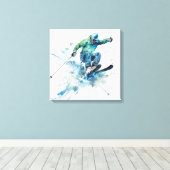 Toile Skier énergique en Blue Jacket - Ski passionnant (Insitu (Plancher de Bois))