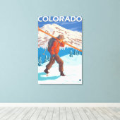 Toile Skier transportant des skisColorado (Insitu (Plancher de Bois))