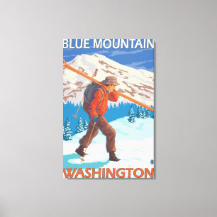 Toile Skier transportant du ski de neige - Blue Mountain
