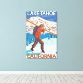 Toile Skier transportant ski de neige - Lac Tahoe, Calif (Insitu (Plancher de Bois))