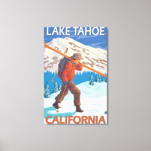 Toile Skier transportant ski de neige - Lac Tahoe, Calif (Recto)