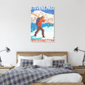 Toile Skier transportant ski de neige - Stevens Pass, WA (Insitu(Chambre))