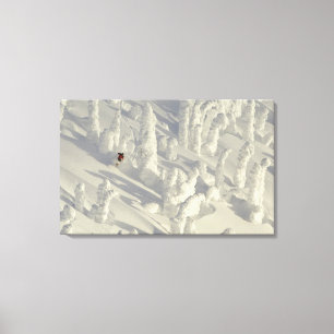 Toile Skieur alpin dans l'épais brouillard de neige à Bi