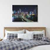 Toile Skyline de Miami ville avec pont la nuit (Insitu(Chambre))