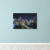 Toile Skyline de Miami ville avec pont la nuit (Insitu (Plancher de Bois))