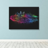 Toile Skyline de Neon City (Insitu (Plancher de Bois))