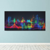 Toile Skyline de Neon City (Insitu (Plancher de Bois))