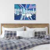 Toile Skyline de New York | Bleu 3D (Insitu(Chambre))