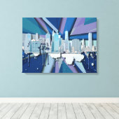 Toile Skyline de New York | Bleu 3D (Insitu (Plancher de Bois))