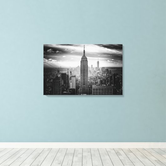 Toile Skyline de New York en noir et blanc (Insitu (Plancher de Bois))