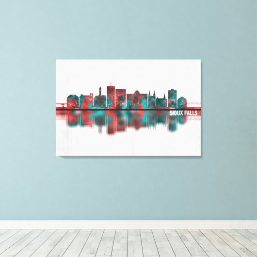 Toile Skyline de Sioux Falls (Insitu (Plancher de Bois))