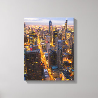 Toile Skyline du centre-ville de Chicago à la tombée de