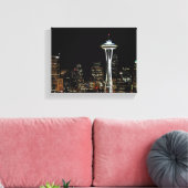 Toile Skyline Seattle la nuit, avec Space Needle. (Insitu(Salon))