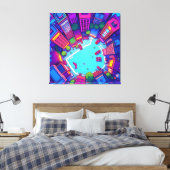 Toile Skyview City - Neon Pop Art Paysage urbain (Insitu(Chambre))