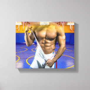 Toile SlipperyJoe homme musclé bosse six-pack salle de s