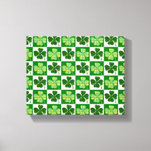 Toile SlipperyJoe's Green four-leaf clovers Saint Patric
