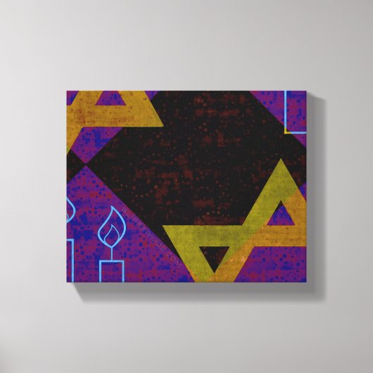 Toile SlipperyJoe's Happy Hanoukka Star de David menorah (Recto)