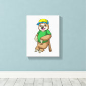 Toile Sloth au baseball avec batte de baseball (Insitu (Plancher de Bois))