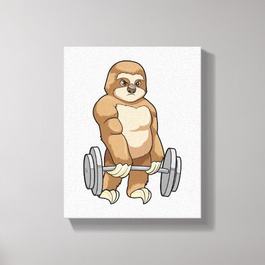 Toile Sloth au Bodybuilding avec Barbell (Recto)