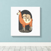 Toile Sloth Riding Llama (Insitu (Plancher de Bois))