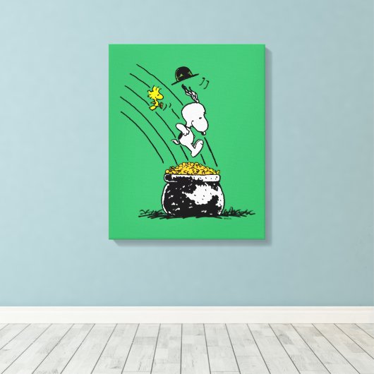 Toile Snoopy Jumping dans le pot d'or (Insitu (Plancher de Bois))