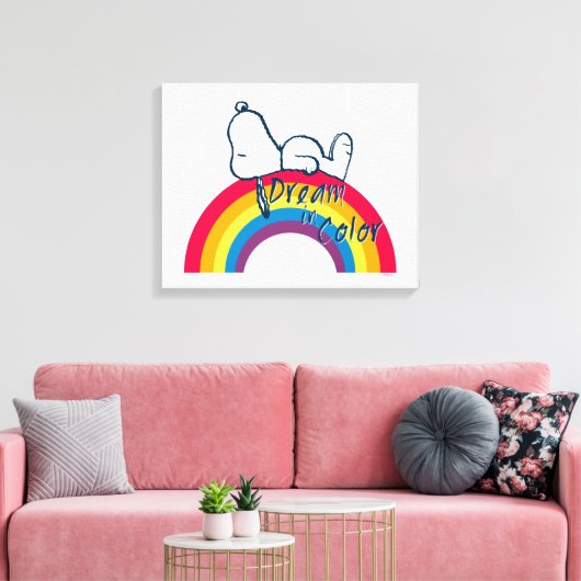 Toile Snoopy | Rêver en couleur arc-en-ciel (Insitu(Salon))