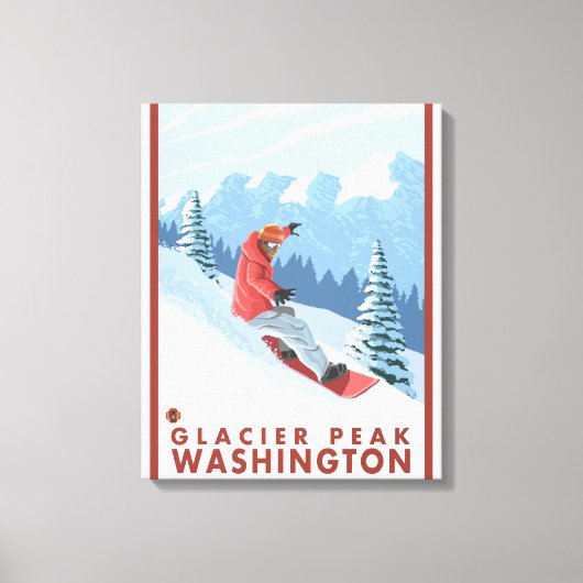 Toile Snowboarder Scender - Glacier Peak, Washington (Recto)