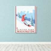 Toile Snowboarder Scender - Glacier Peak, Washington (Insitu (Plancher de Bois))