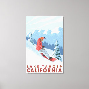 Toile Snowboarder Scene - Lac Tahoe, Californie
