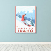 Toile Snowboarder Scene - Sun Valley, Idaho (Insitu (Plancher de Bois))