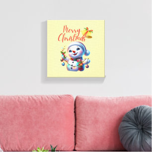 Toile Snowman de Noël avec Bells Festive Art de Vacances