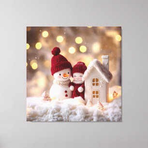 Toile Snowman Frosty Sibings Winter Joie