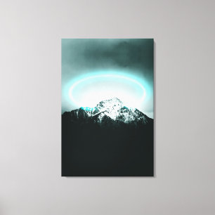 Toile Snowy mountain mysterious blue neon light