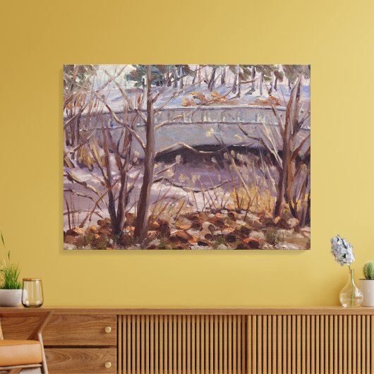 Toile Snowy Scene of Bridge in Forest Park St Louis (Insitu(Salon))