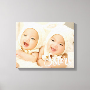 Toile Soeurs, police de script moderne, photo personnali