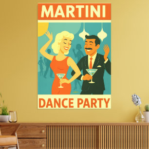 Toile Soirée Dansante Martini du Milieu du Siècle