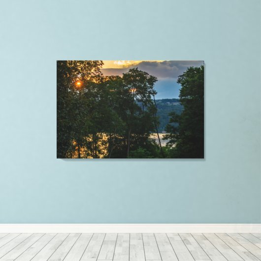 Toile Soirée d'été de la rivière Hudson (Insitu (Plancher de Bois))