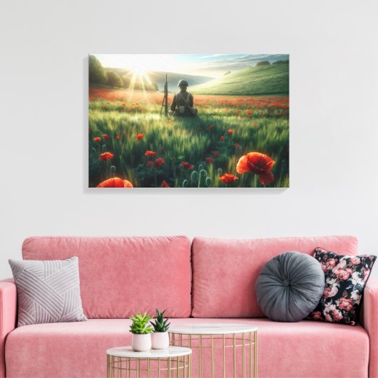 Toile Soldat solitaire dans un champ rouge (Insitu(Salon))