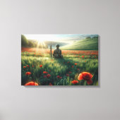 Toile Soldat solitaire dans un champ rouge (Recto)