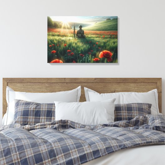 Toile Soldat solitaire dans un champ rouge (Insitu(Chambre))