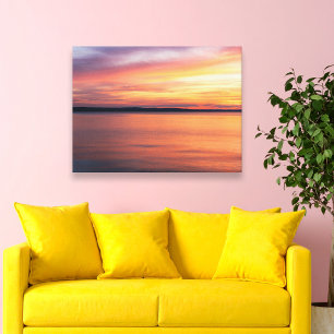 Toile Soleil Chaud En Soirée Sur Le Lac Horizon Photogra