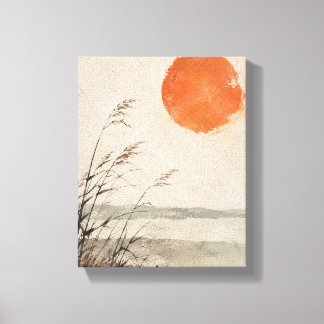 Toile Soleil de kaki sur des roseaux calmes Paysage mini